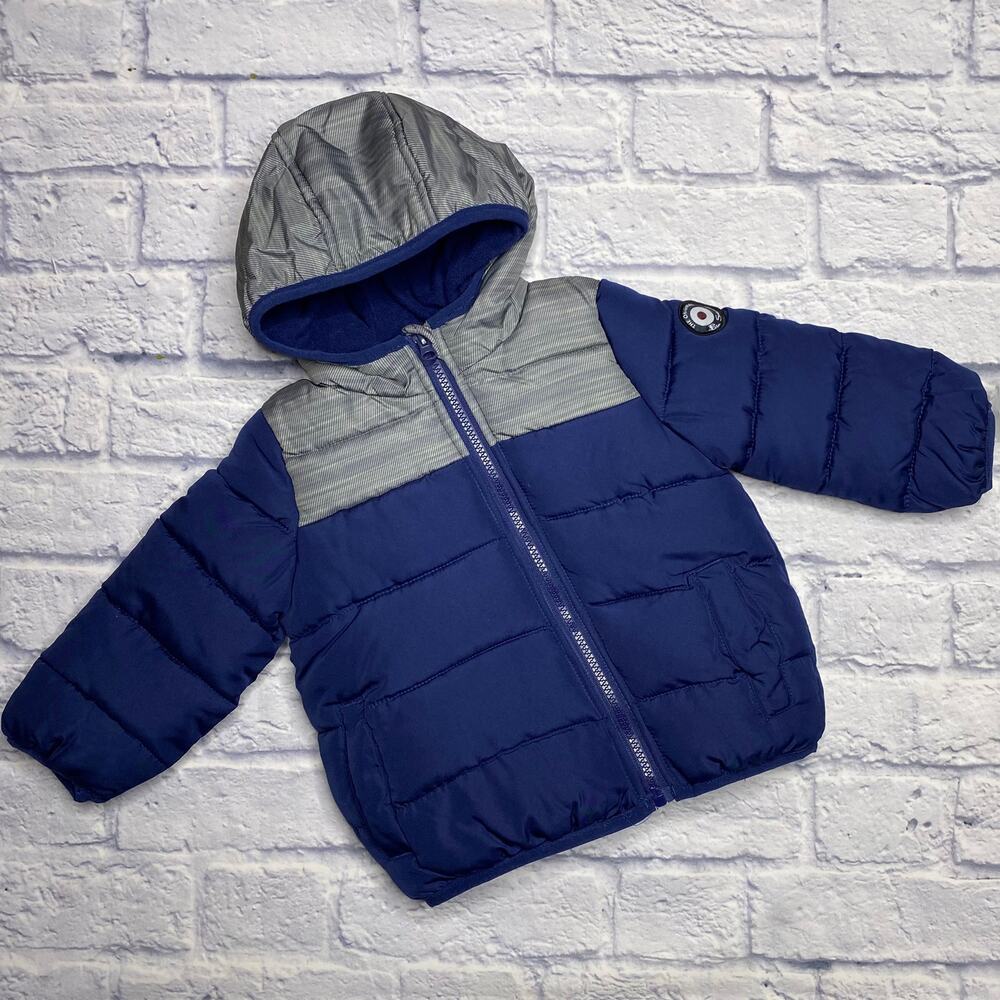 Ben Sherman Puffer Winter Jacket in Navy/Gray
